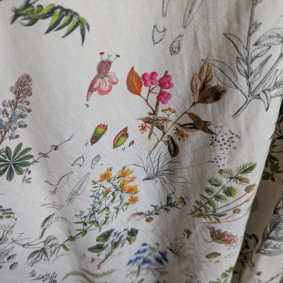 ANTHROPOLOGIE Cream Donna Indian Floral Leaves Bohemian Midi Dress Size Large - Picture 4 of 15